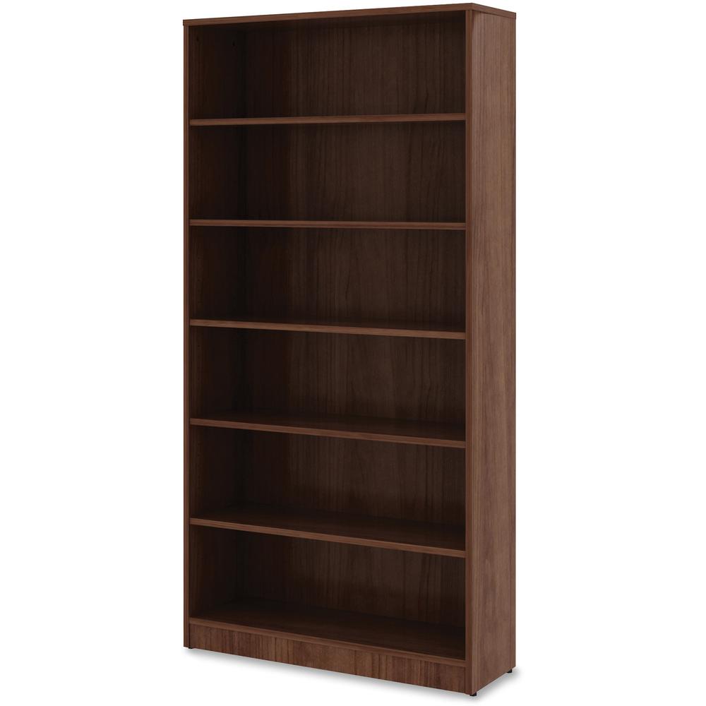 Lorell Laminate Bookcase - 6 Shelf(ves) - 72" Height x 36" Width x 12" Depth - Sturdy, Adjustable Feet, Adjustable Shelf - Thermofused Laminate (TFL) - Walnut - Laminate - 1 Each. Picture 2