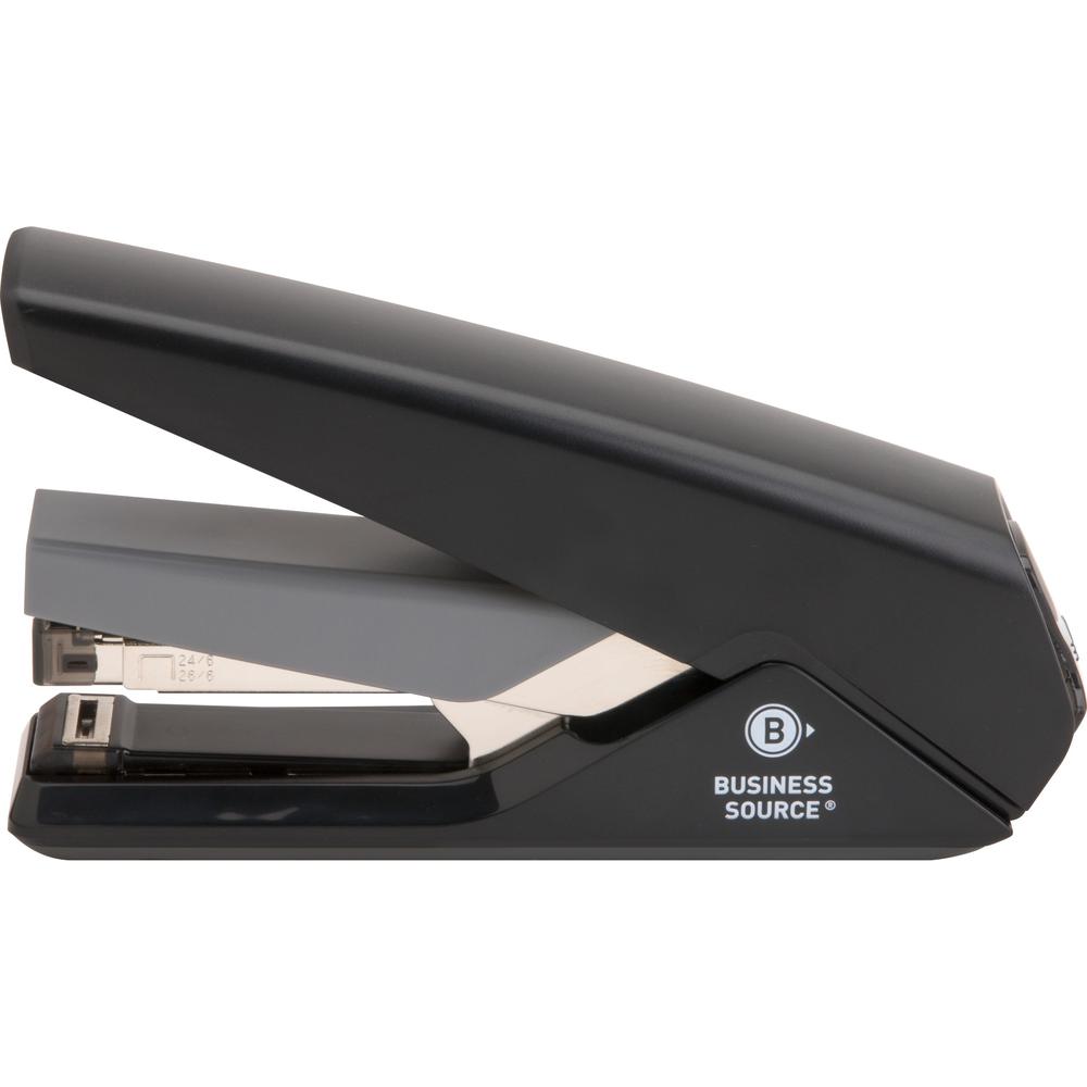 Business Source Full Strip Flat-Clinch Stapler - 30 of 20lb Paper Sheets Capacity - 210 Staple Capacity - Full Strip - 1/4" Staple Size - 1 Each - Black. Picture 14