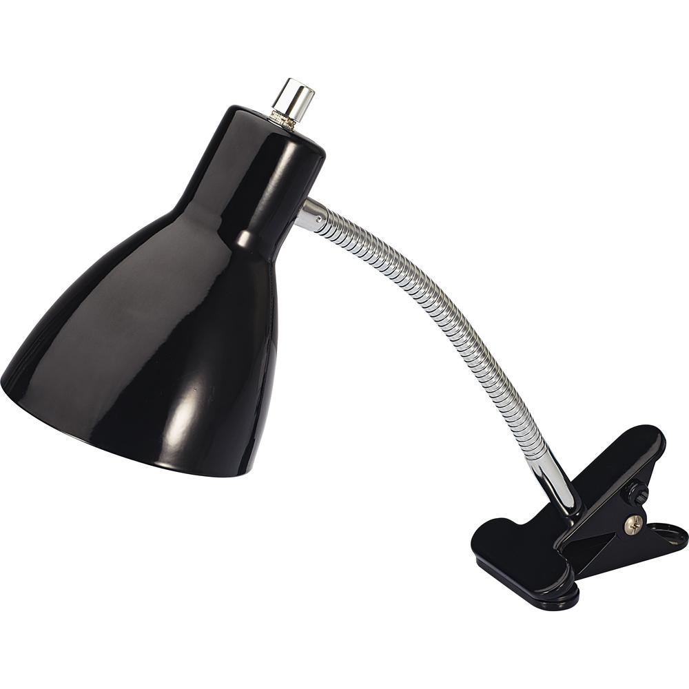Lorell LED Clip-on Desk Lamp - 15.5" Height - 3" Width - 10 W LED Bulb - Plastic - Desk Mountable - Black - for Desk, Table. Picture 4