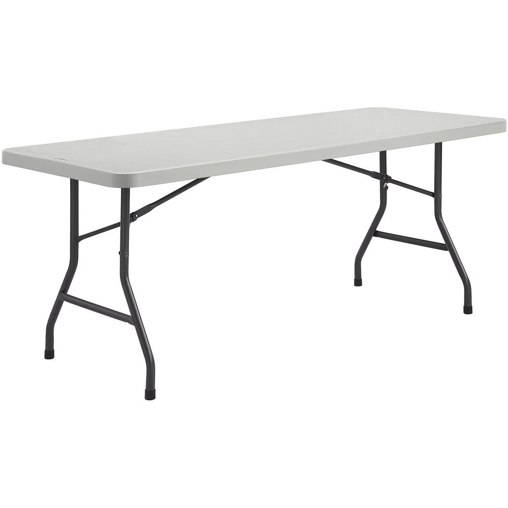 Lorell Extra-Capacity Ultra-Lite Folding Table - Light Gray Top - Dark Gray Base - 750 lb Capacity x 72" Table Top Width x 30" Table Top Depth - 29.25" Height - Gray - High-density Polyethylene (HDPE). Picture 6