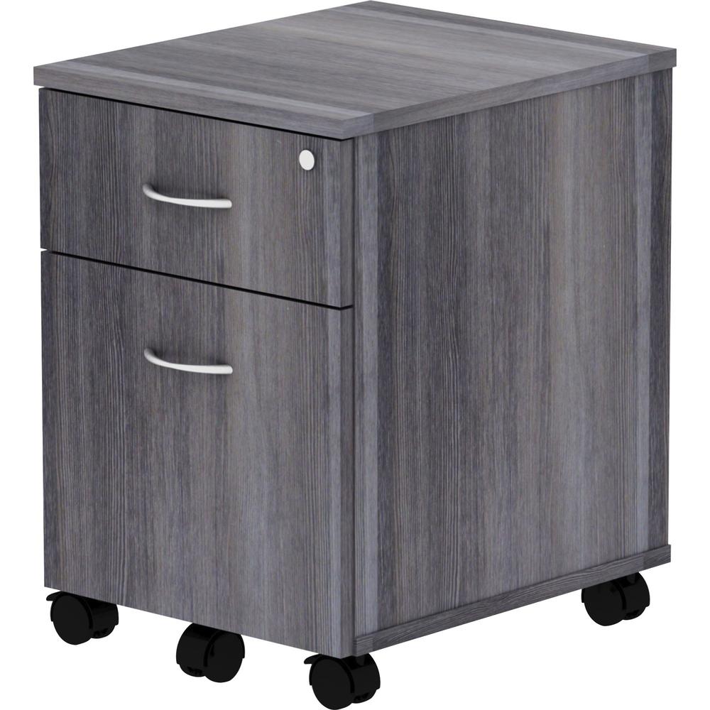Lorell Relevance Series 2-Drawer File Cabinet - 15.8" x 19.9"22.9" - 2 x File, Box Drawer(s) - Finish: Weathered Charcoal, Laminate. Picture 5