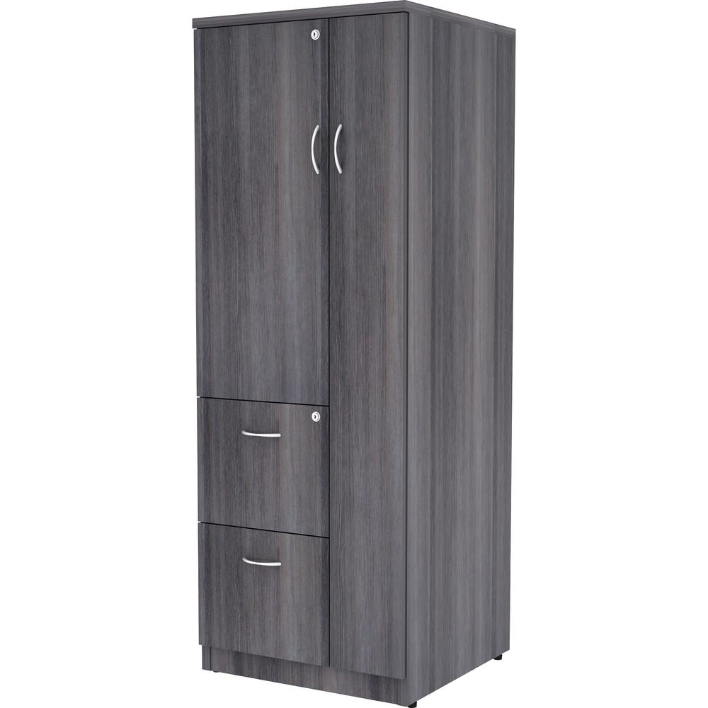 Lorell Essentials/Revelance Tall Storage Cabinet - 23.6" x 23.6"65.6" - 2 Drawer(s) - 2 Shelve(s) - Material: Medium Density Fiberboard (MDF), Particleboard - Finish: Weathered Charcoal - Abrasion Res. Picture 4