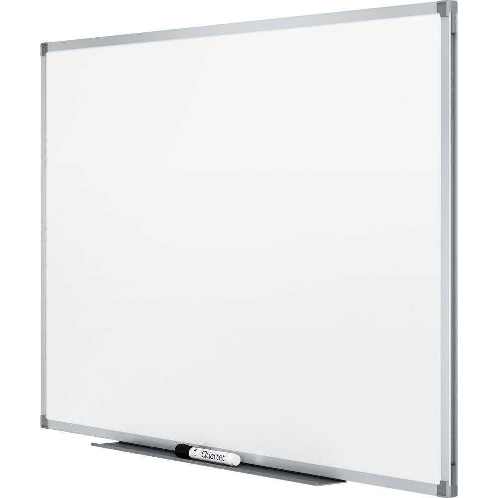 Quartet Standard DuraMax Magnetic Whiteboard - 72" (6 ft) Width x 48" (4 ft) Height - White Porcelain Surface - Silver Aluminum Frame - Rectangle - Horizontal/Vertical - Magnetic - Assembly Required -. Picture 4