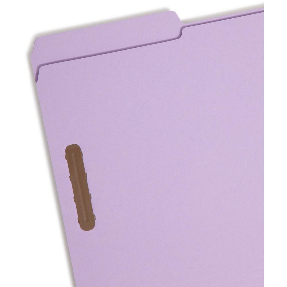 Smead 1/3 Tab Cut Legal Recycled Fastener Folder - 8 1/2" x 14" - 2 Fastener(s) - Top Tab Location - Assorted Position Tab Position - Lavender - 10% Recycled - 50 / Box. Picture 7