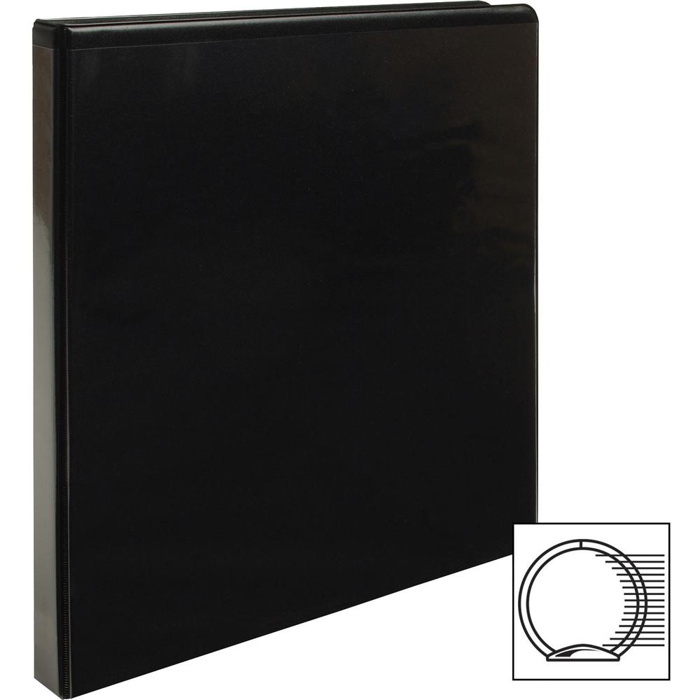 Business Source Round-ring View Binder - 1/2" Binder Capacity - Letter - 8 1/2" x 11" Sheet Size - 125 Sheet Capacity - Round Ring Fastener(s) - 2 Internal Pocket(s) - Polypropylene - Black - Sturdy, . Picture 4