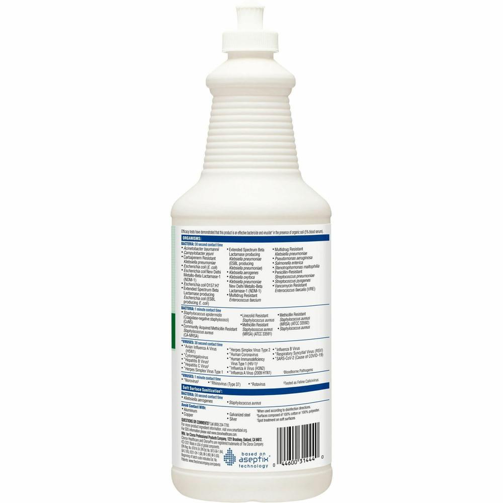 Clorox Healthcare Hydrogen Peroxide Cleaner - Ready-To-Use Liquid - 32 fl oz (1 quart) - 6 / Carton - Clear. Picture 6