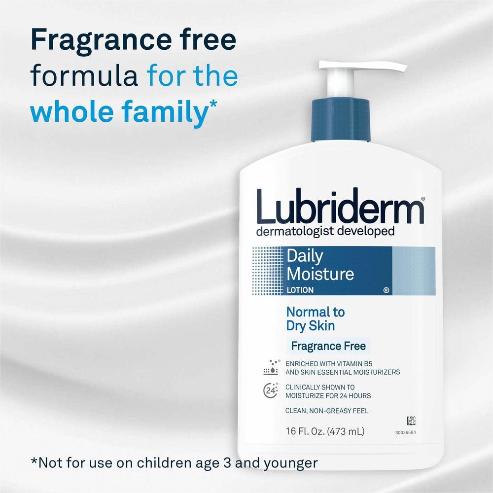 Lubriderm Daily Moisture Lotion - Lotion - 16 fl oz - For Dry, Normal Skin - Applicable on Body - Moisturising, Non-greasy, Fragrance-free, Absorbs Quickly - 12 / Carton. Picture 4
