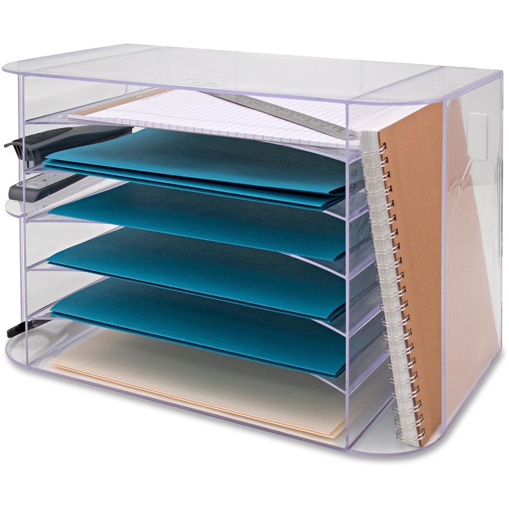 Business Source 6-tray Jumbo Desk Sorter - 3 Pocket(s) - 6 Compartment(s) - 12.3" Height x 18.1" Width x 10" Depth - Desktop - Clear - 1 Each. Picture 4