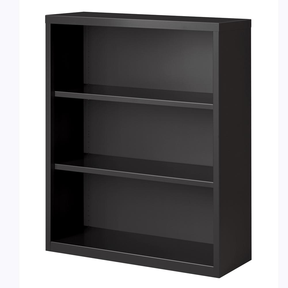 Lorell Fortress Series Bookcase - 34.5" x 13"42" - 3 Shelve(s) - Material: Steel - Finish: Charcoal, Powder Coated - Adjustable Shelf, Welded, Durable. Picture 4