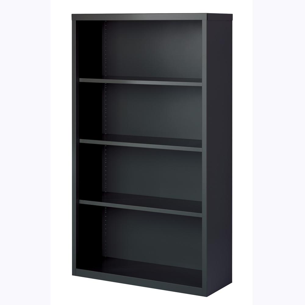 Lorell Fortress Series Bookcase - 34.5" x 13"60" - 4 Shelve(s) - Material: Steel - Finish: Charcoal, Powder Coated - Adjustable Shelf, Welded, Durable. Picture 4