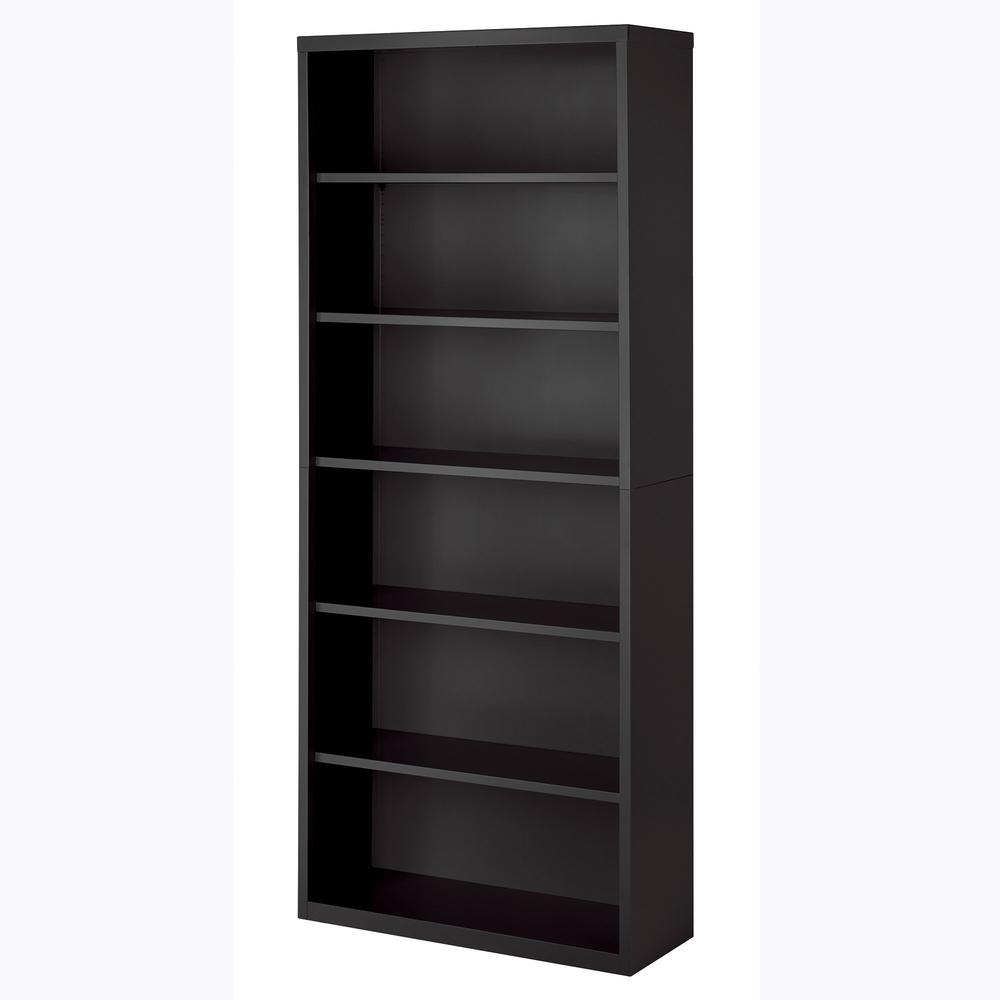 Lorell Fortress Series Bookcase - 34.5" x 13"82" - 6 Shelve(s) - Material: Steel - Finish: Charcoal, Powder Coated - Adjustable Shelf, Welded, Durable. Picture 4