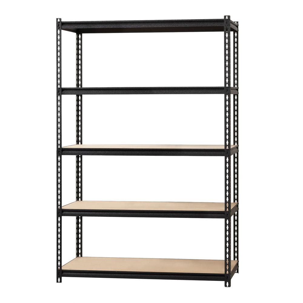 Lorell Iron Horse 2300 lb Capacity Riveted Shelving - 5 Shelf(ves) - 72" Height x 48" Width x 18" Depth - 30% Recycled - Black - Steel, Particleboard - 1 Each. Picture 5