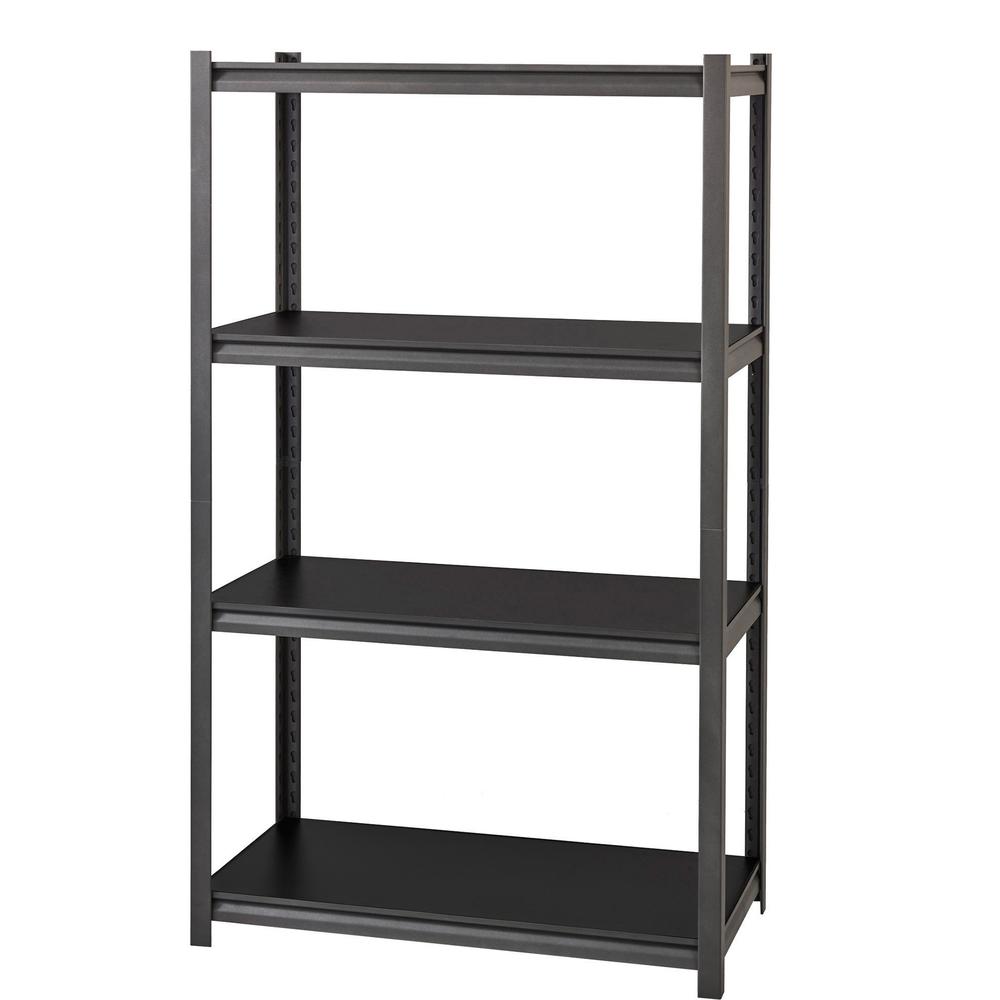 Lorell Iron Horse 3200 lb Capacity Riveted Shelving - 4 Shelf(ves) - 60" Height x 36" Width x 18" Depth - 30% Recycled - Black - Steel, Laminate - 1 Each. Picture 5
