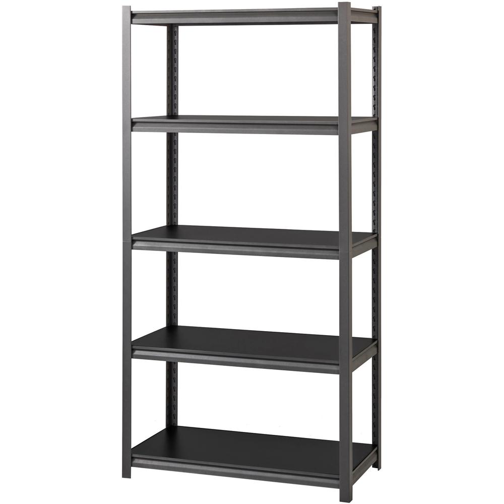 Lorell Iron Horse 3200 lb Capacity Riveted Shelving - 5 Shelf(ves) - 72" Height x 36" Width x 18" Depth - 30% Recycled - Black - Steel, Laminate - 1 Each. Picture 5