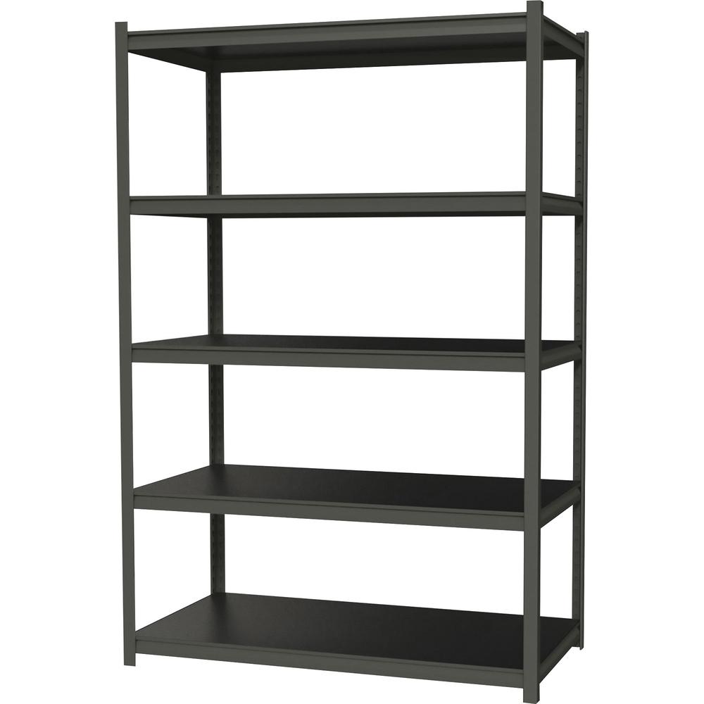 Lorell Iron Horse 3200 lb Capacity Riveted Shelving - 5 Shelf(ves) - 72" Height x 48" Width x 18" Depth - 30% Recycled - Black - Steel, Laminate - 1 Each. Picture 2