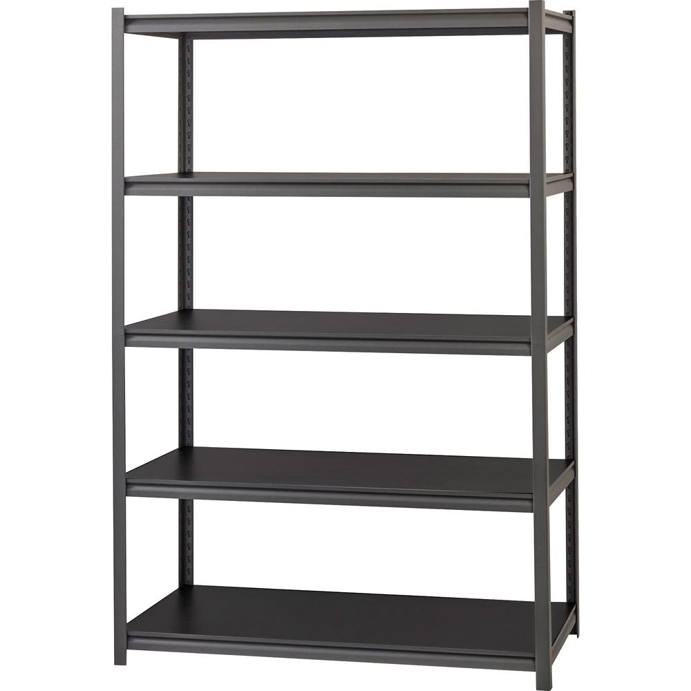 Lorell Iron Horse 3200 lb Capacity Riveted Shelving - 5 Shelf(ves) - 72" Height x 48" Width x 24" Depth - 30% Recycled - Black - Steel, Laminate - 1 Each. Picture 5