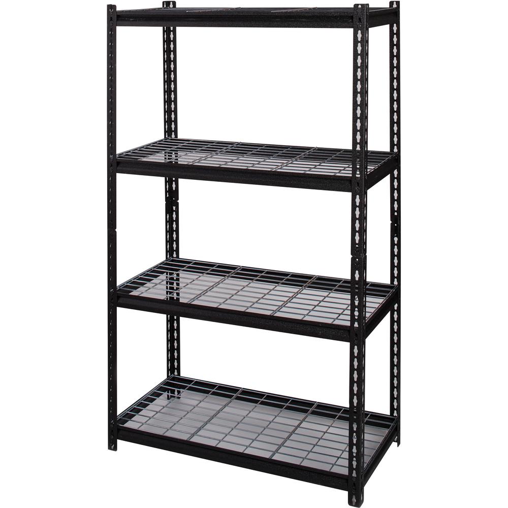 Lorell Wire Deck Shelving - 4 Shelf(ves) - 60" Height x 36" Width x 18" Depth - 30% Recycled - Black - Steel - 1 Each. Picture 5