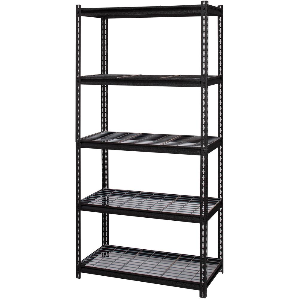 Lorell Wire Deck Shelving - 5 Shelf(ves) - 72" Height x 36" Width x 18" Depth - 28% Recycled - Black - Steel - 1 Each. Picture 5