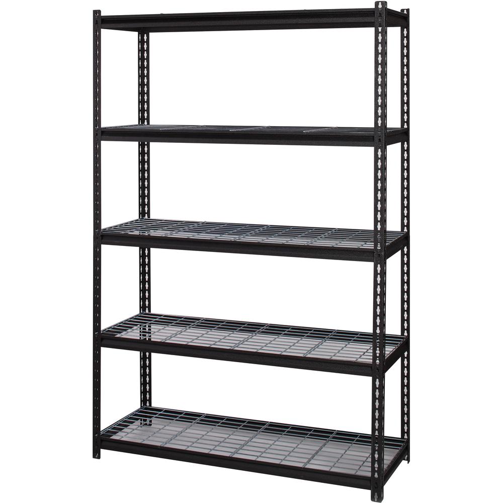 Lorell Wire Deck Shelving - 5 Shelf(ves) - 72" Height x 48" Width x 18" Depth - 28% Recycled - Black - Steel - 1 Each. Picture 5