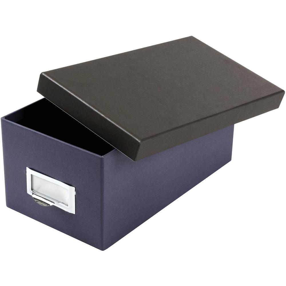 Oxford Index Card Storage Box - External Dimensions: 11.5" Length x 6.5" Width x 5" Height - Media Size Supported: Index Card 4" x 6" - 1000 x Index Card (4" x 6") - Indigo, Black - For Index Card, Re. Picture 7