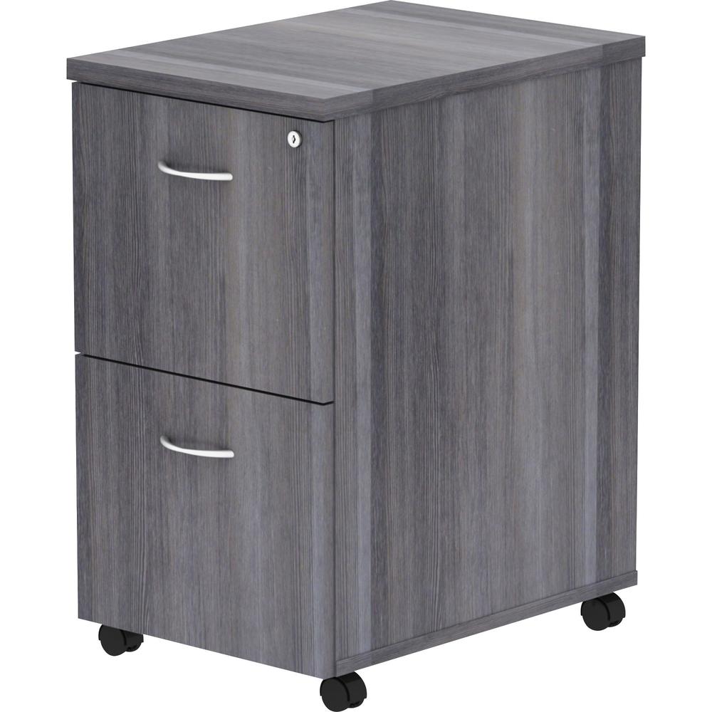 Lorell Weathered Charcoal Laminate Desking Pedestal - 2-Drawer - 16" x 22" x 28.3" - 2 x File Drawer(s) - Material: Metal Pull, Polyvinyl Chloride (PVC) Edge - Finish: Weathered Charcoal, Laminate, Si. Picture 2