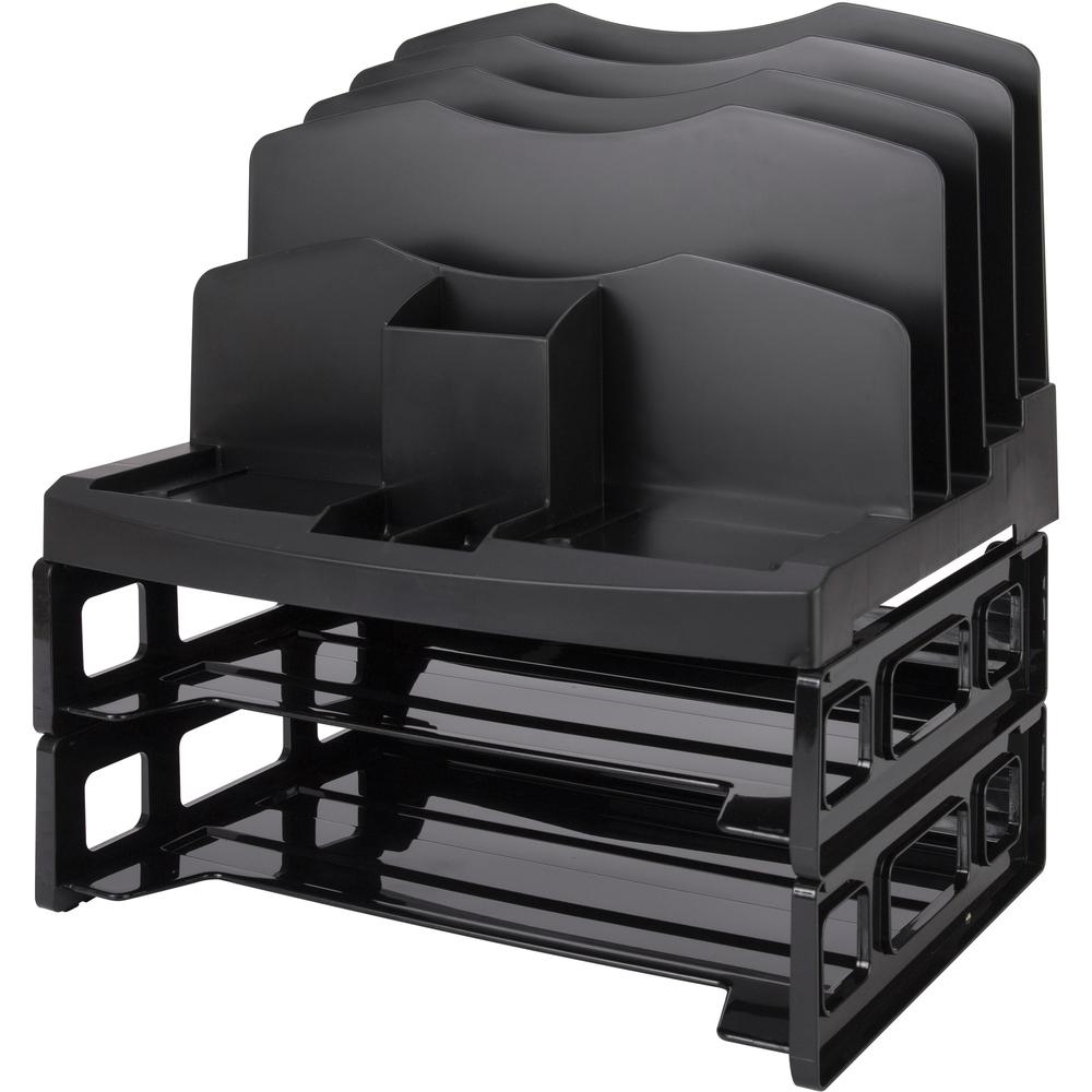 Business Source Smart Sorter Letter Tray/Organizer - 9 Compartment(s) - 14" Height x 13.1" Width x 9.9" DepthDesktop - Black - 1 Each. Picture 6