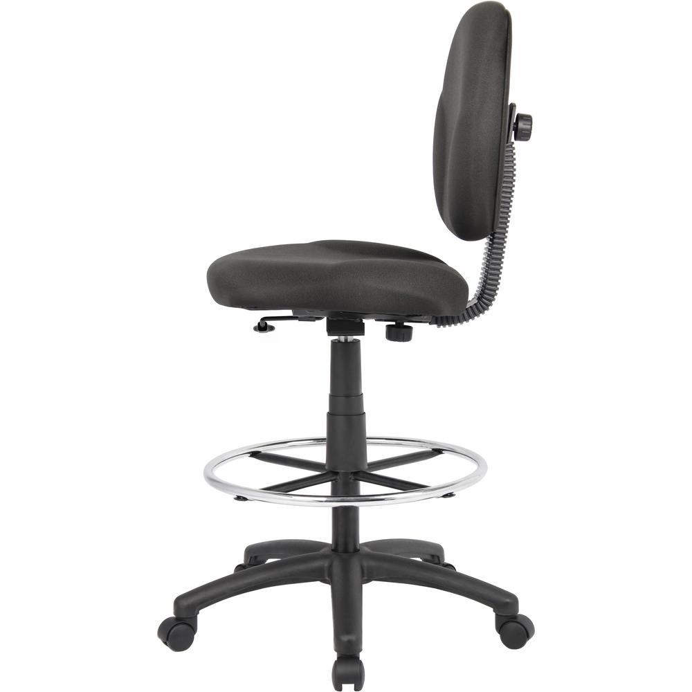 Boss Stand Up Fabric Drafting Stool with Foot Rest, Black - Black Crepe Fabric Seat - Black Crepe Fabric Back - 5-star Base - 1 Each. Picture 5