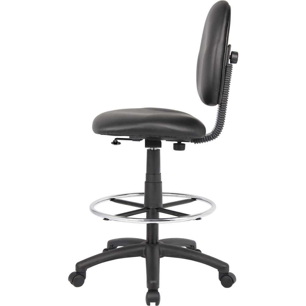 Boss Stand Up Drafting Stool with Foot Rest Black - Black Vinyl Seat - Black Vinyl Back - 5-star Base - 1 Each. Picture 5