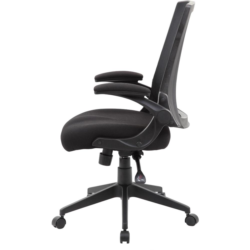 Boss Mesh Back, Flip Arm Task Chair - Black Seat - Black Back - Black Frame - 5-star Base - 1 Each. Picture 5
