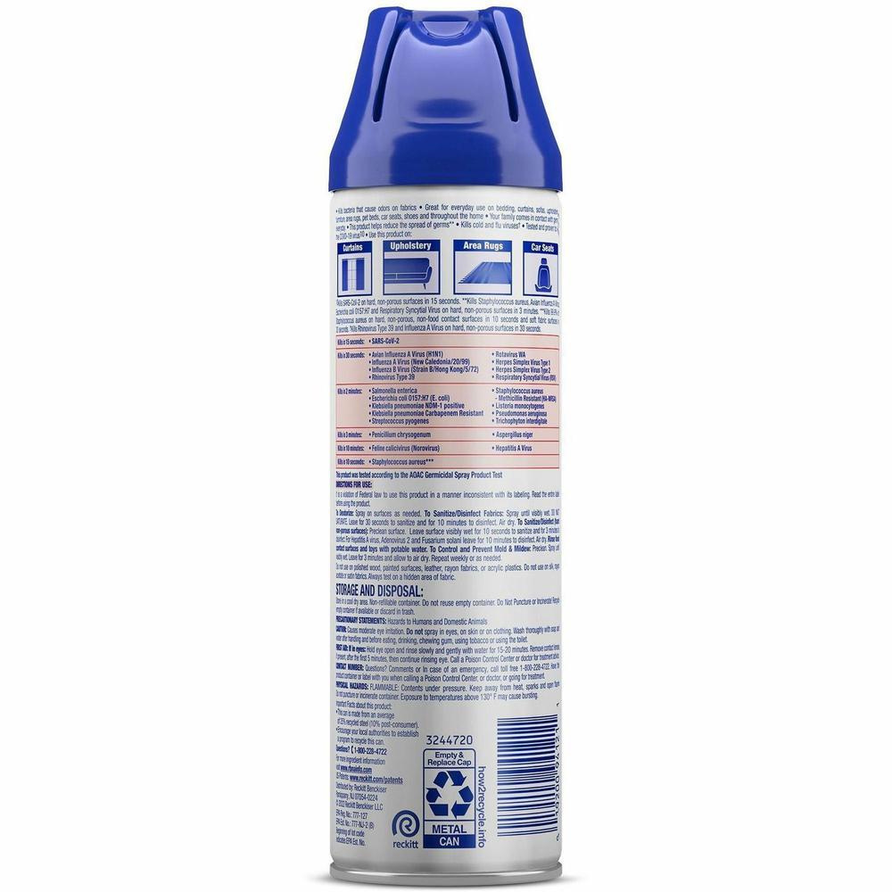 Lysol Fabric Disinfectant Spray - 15 fl oz (0.5 quart) - Lavender Fields Scent - 12 / Carton - Soft, Deodorize - Clear. Picture 4