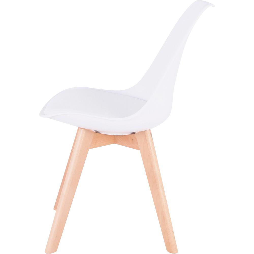 Lorell Curved Plastic Shell Guest Chair - Fabric Seat - Four-legged Base - White - Plastic - 1 Each. Picture 5