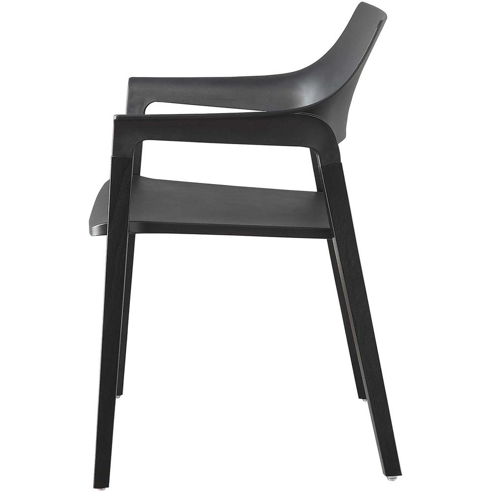 Lorell Wood Legs Stack Chairs - Plastic Seat - Plastic Back - Black - Wood, Plastic - 2 / Carton. Picture 7