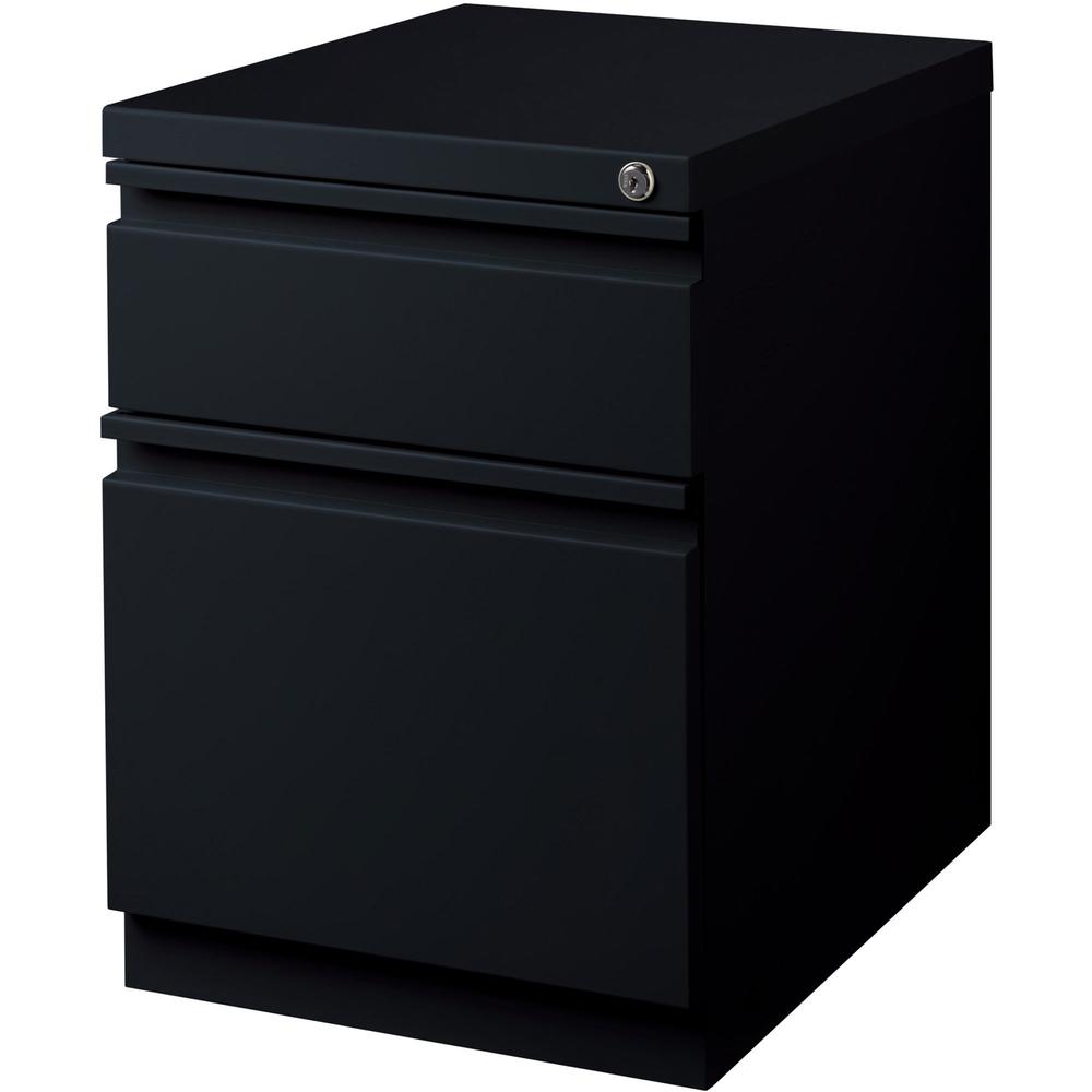Lorell 20" Box/File Mobile Pedestal - 15" x 19.9" x 23.8" for Box, File - Letter - Mobility, Ball-bearing Suspension, Removable Lock, Pull-out Drawer, Recessed Drawer, Anti-tip, Casters, Key Lock - Bl. Picture 7