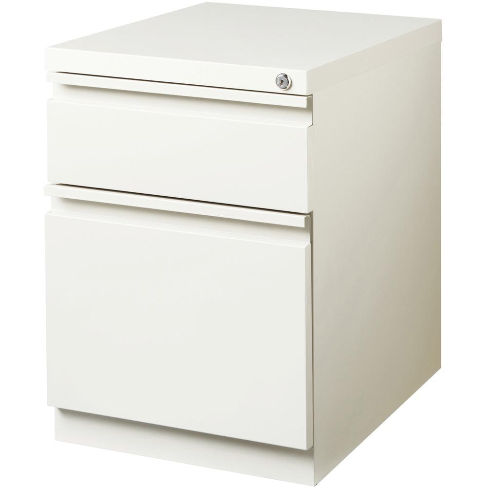 Lorell 20" Box/File Mobile Pedestal - 15" x 19.9" x 23.8" for Box, File - Letter - Mobility, Ball-bearing Suspension, Removable Lock, Pull-out Drawer, Recessed Drawer, Anti-tip, Casters, Key Lock - Wh. Picture 7