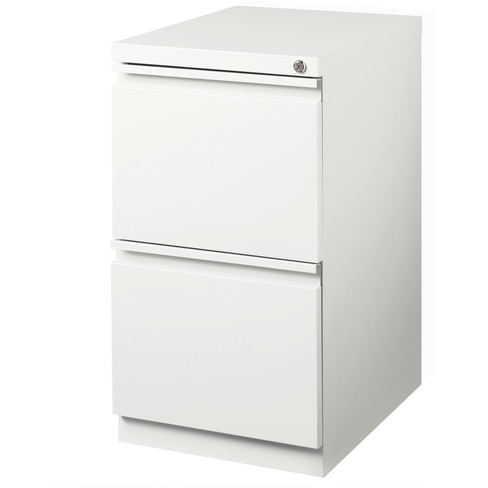 Lorell File/File Mobile Pedestal - 15" x 19.9" x 27.8" for File - Letter - Mobility, Ball-bearing Suspension, Removable Lock, Pull-out Drawer, Recessed Drawer, Casters, Key Lock - White - Steel - Recy. Picture 7