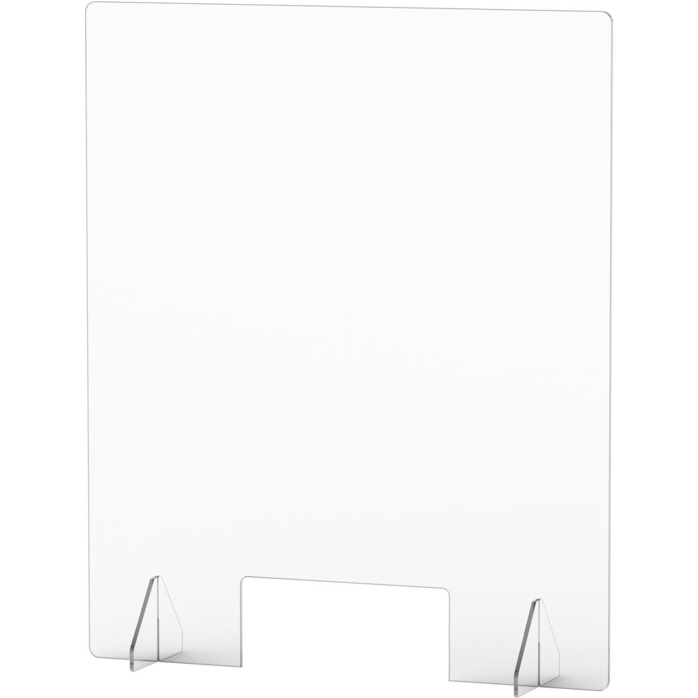 Lorell Social Distancing Barrier w/Pass-Through Cutout - 30" Width x 7" Depth x 36" Height - 1 Each - Clear - Acrylic. Picture 8