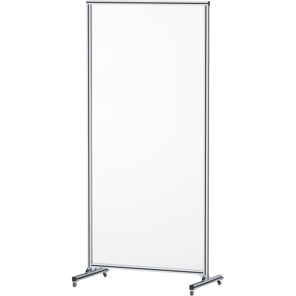 Lorell Mobile Full Protective Glass Screen - 36" Width x 0.3" Depth x 78" Height - 1 Each - Clear - Tempered Glass, Aluminum. Picture 2