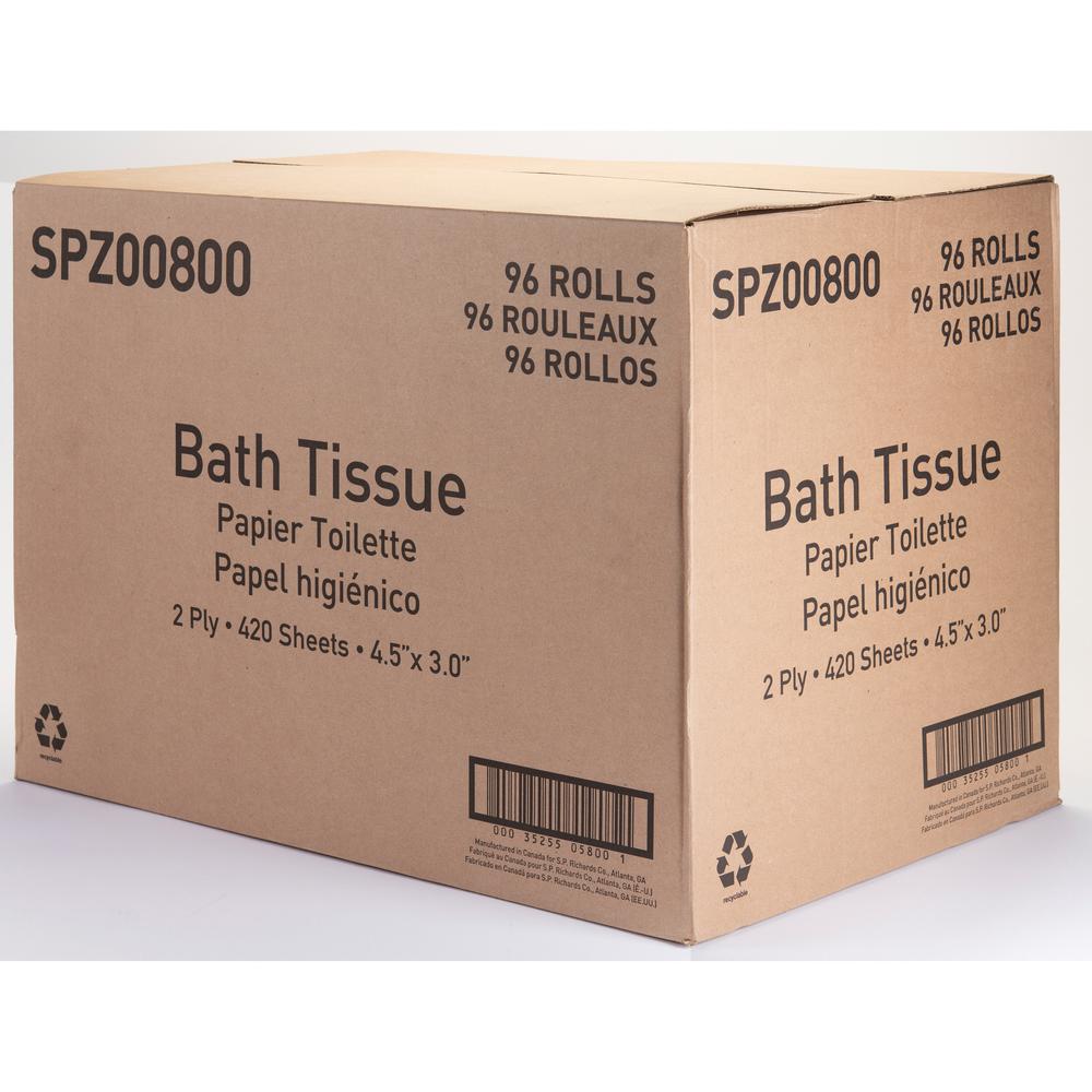 Special Buy 2-ply Bath Tissue - 2 Ply - 4.50" x 3" - 420 Sheets/Roll - 1.64" Core - White - 96 / Carton. Picture 10