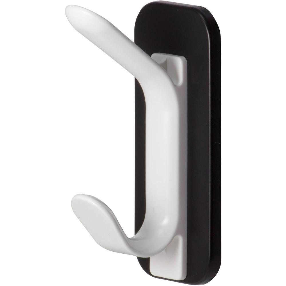 Lorell Magnetic Double Coat Hook - for Coat, Clothes - Plastic - White - 1 Each. Picture 3