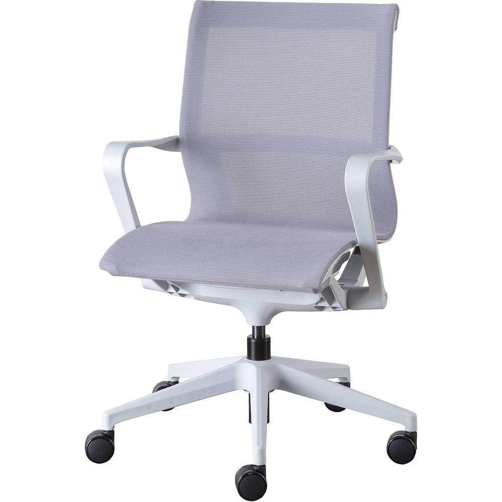 Lorell Executive Mesh Mid-back Chair - Nylon Seat - Nylon, Mesh Back - Plastic Frame - Mid Back - 5-star Base - Gray - 1 Each. Picture 12