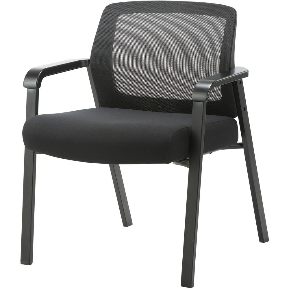 Lorell Big & Tall Mesh Low-Back Guest Chair - Fabric Seat - Mesh Back - Steel Frame - Low Back - Black - 1 Each. Picture 4