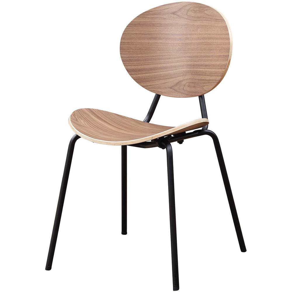 Lorell Bentwood Cafe Chairs - Plywood Seat - Plywood Back - Metal, Powder Coated Steel Frame - Walnut - 2 / Carton. Picture 4