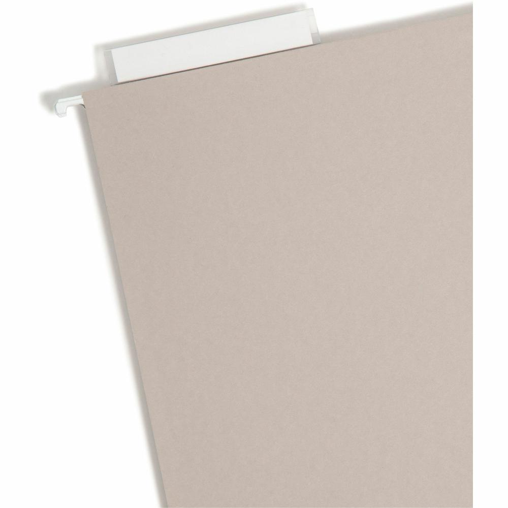 Smead TUFF 1/3 Tab Cut Legal Recycled Hanging Folder - 8 1/2" x 14" - 4" Expansion - Top Tab Location - Assorted Position Tab Position - Steel Gray - 10% Recycled - 18 / Box. Picture 3