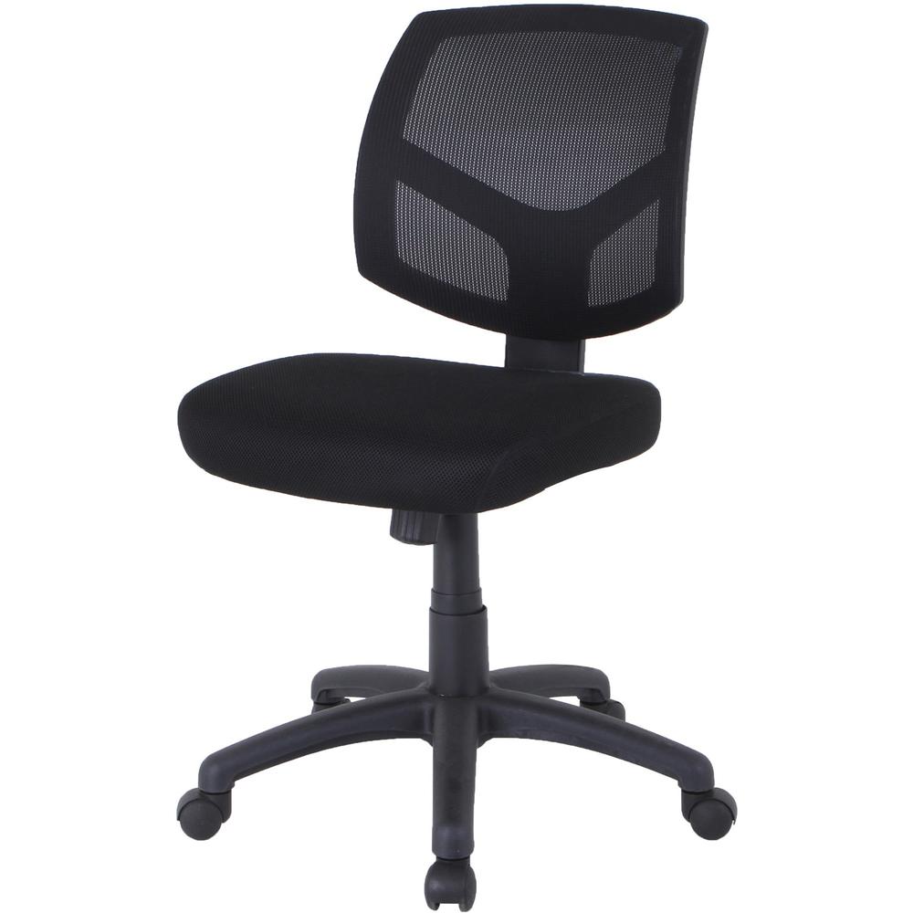 Lorell Mesh Back Task Chair - Fabric Seat - Mesh Back - 5-star Base - Black - 1 Each. Picture 7