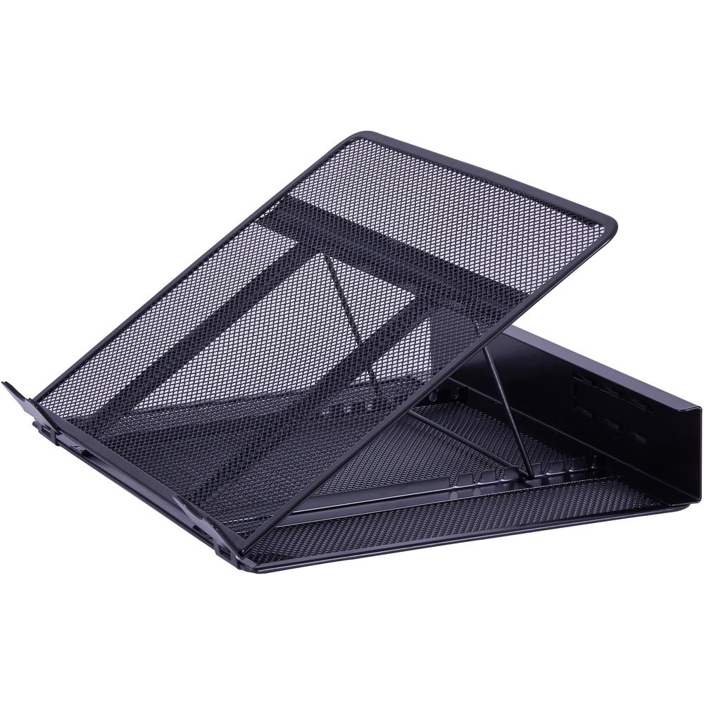 Lorell Mesh Laptop Stand - 3.5" Height x 13" Width x 11.5" Depth - Desktop - Steel, Metal - Black. Picture 10