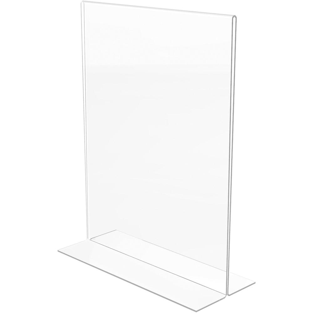 Lorell T-base Standing Sign Holders - Support 8.50" x 11" Media - Acrylic - 2 / Pack - Clear. Picture 6