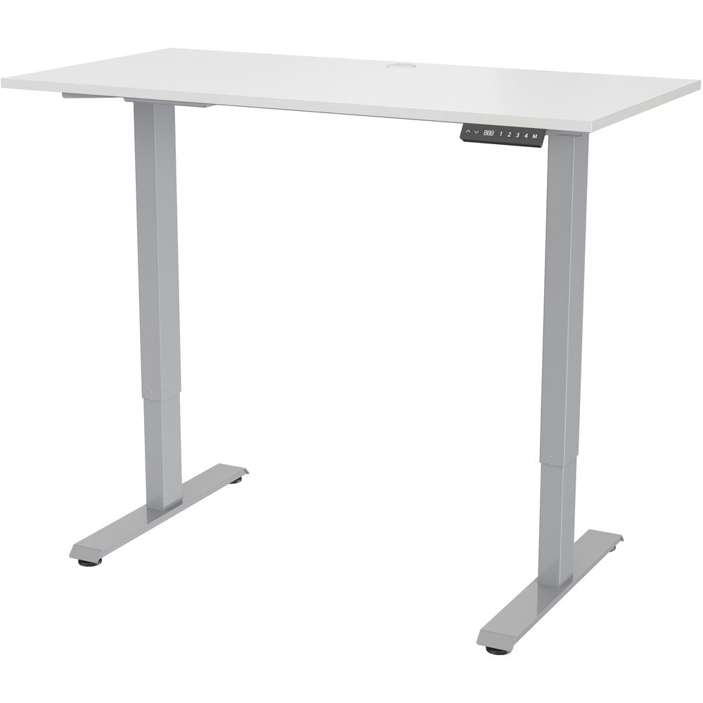 Lorell Height-Adjustable 2-Motor Desk - White Rectangle Top - Gray T-shaped Base - 48" Table Top Length x 24" Table Top Width x 0.70" Table Top Thickness - 47.20" Height - Assembly Required. Picture 5