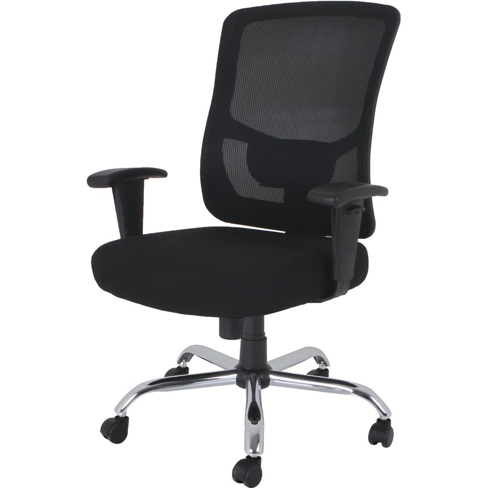 Lorell Big & Tall Mid-back Task Chair - Fabric Seat - Mid Back - 5-star Base - Black - 1 Each. Picture 7