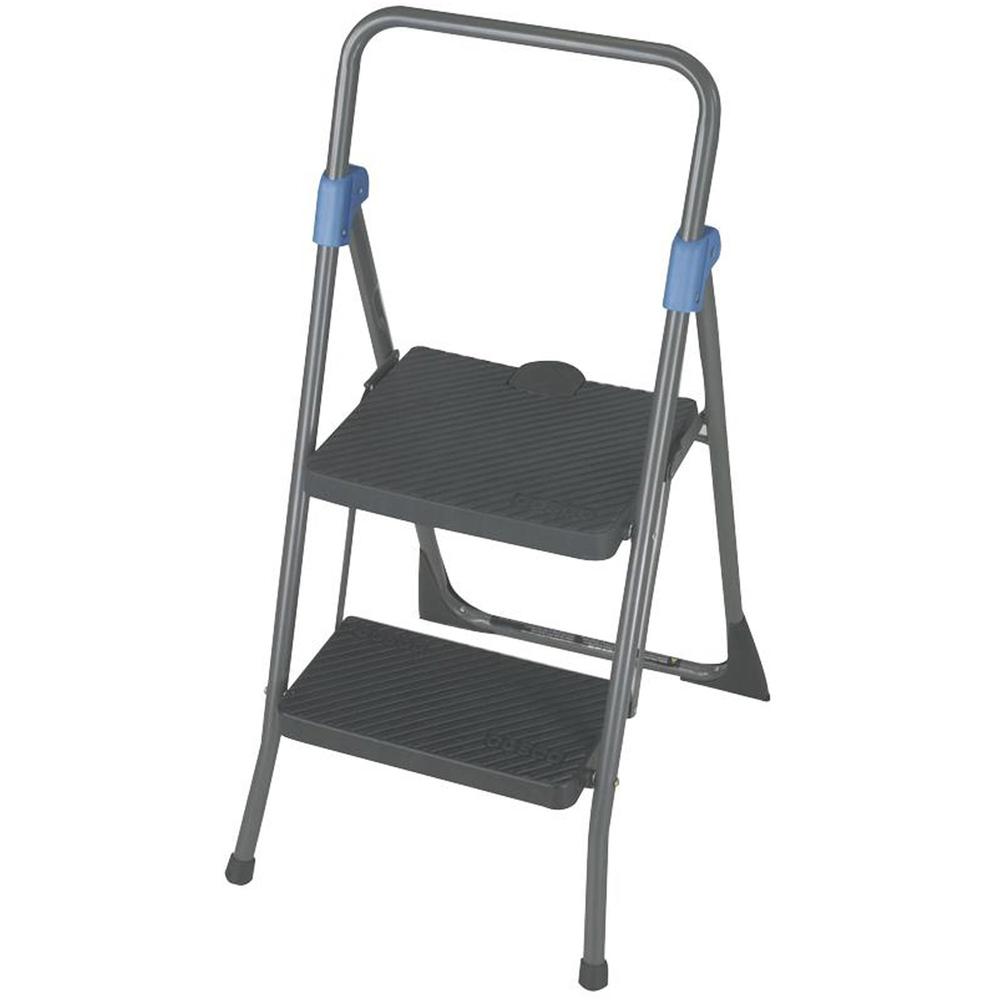 Cosco Steel 2-step Folding Step Stool - 2 Step - 300 lb Load Capacity - 22.5" x 24.8" x 39.5" - Gray. Picture 8