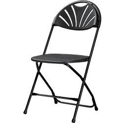Dorel Zown Premium Fan Back Folding Chair - Black Seat - Black Polyethylene Back - Black Powder Coated Steel Frame - Four-legged Base - 8 / Carton. Picture 5